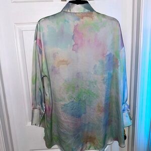 Zara tie dye long sleeve blouse